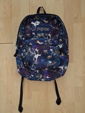 Jansport 18" Cat Galaxy Backpack in Purple Navy & Black